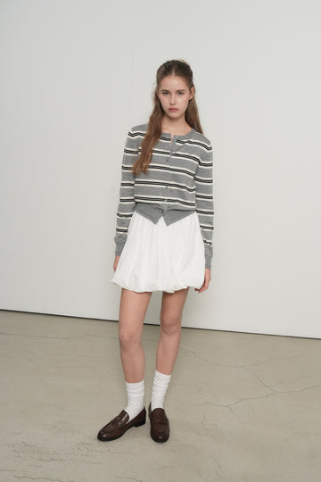 General Idea WOMAN Multi Stripe Crew Neck Cardigan