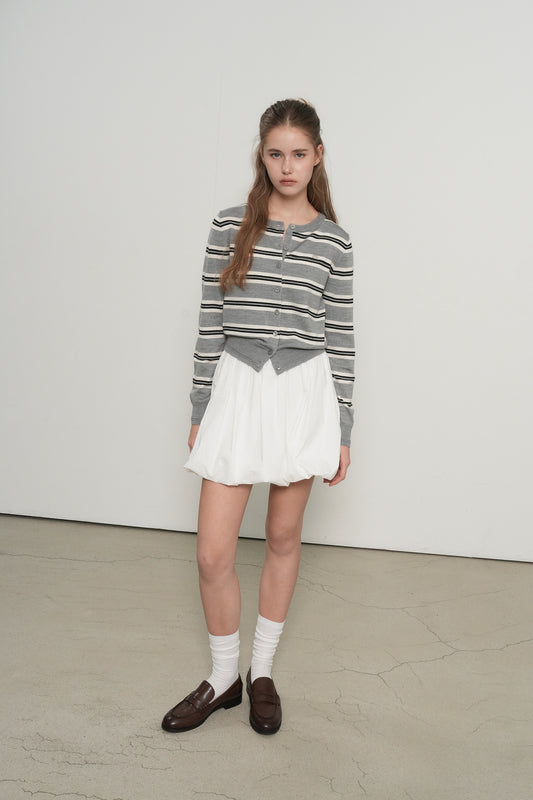 General Idea WOMAN Multi Stripe Crew Neck Cardigan