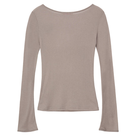 Bitter Cells Sheer Heart Long Sleeve-Beige