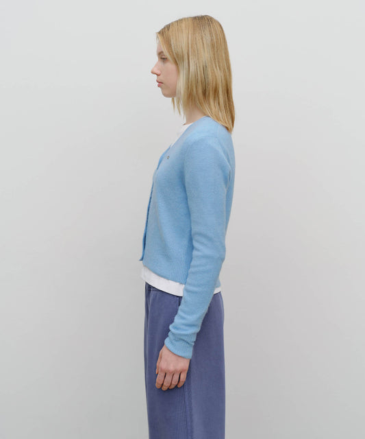 Marithé François Girbaud Women's V-Neck Crop Cardigan in Sky Blue