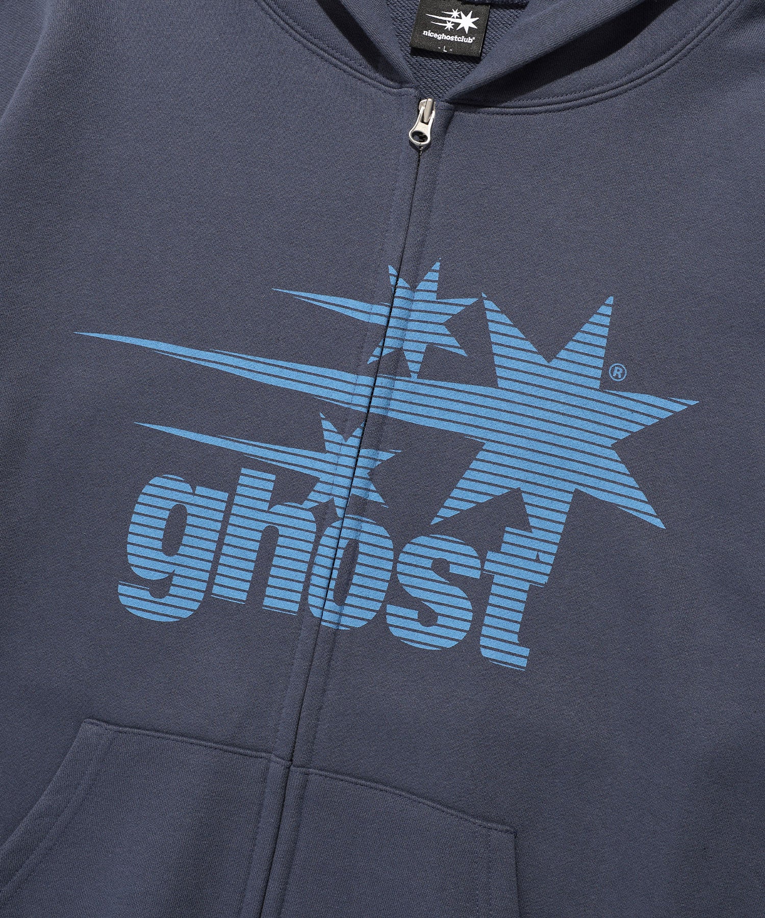 Nice Ghost Club Ghost 3 Star Hoodie Zip Up [Navy]