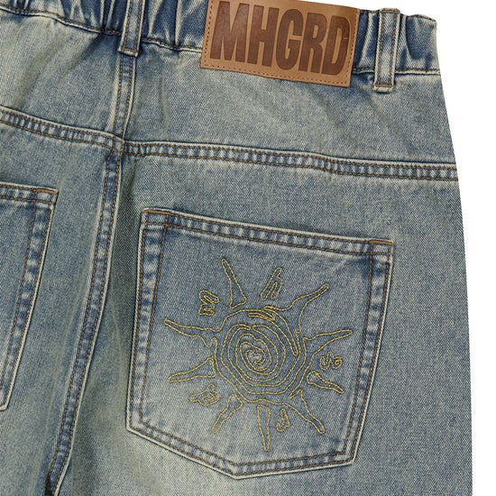 Mahagrid Solar Embroidery Denim Pants [Blue]