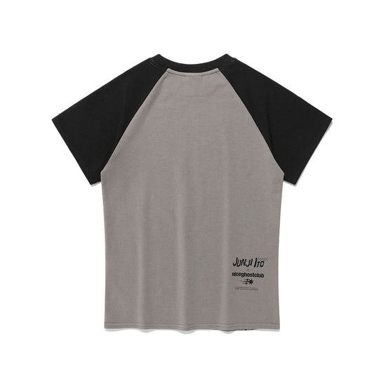 Nice Ghost Club Junji Ito Maniac Cartoon Raglan Mini Tee [Grey]