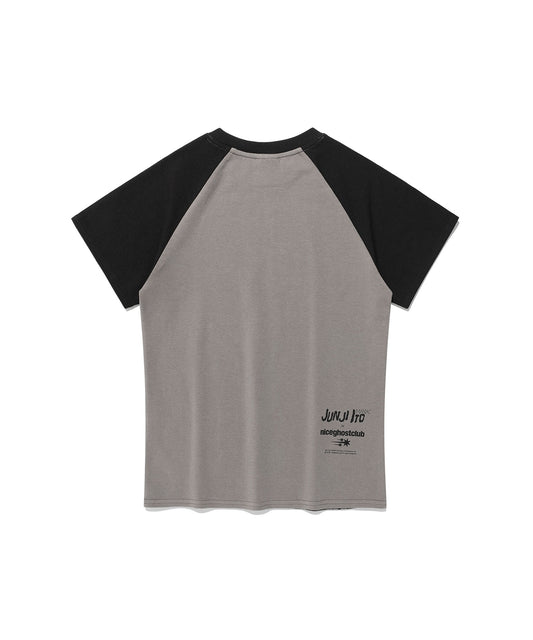 Nice Ghost Club Junji Ito Maniac Cartoon Raglan Mini Tee [Grey]