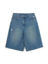 MLB Women's Basic Small Logo Destroyed Denim Bermuda Pants