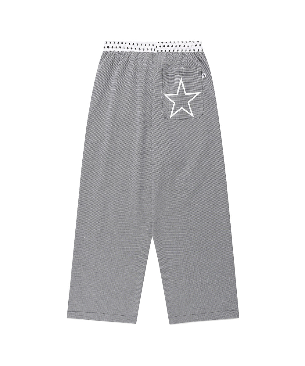 Cavish W CHECK LOUNGE PANTS [BLACK]