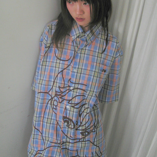 Nice Ghost Club Angel Check Big Big Half Shirt