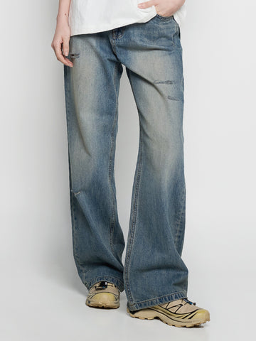 ADLV Women's Semi Boots Cut Washed Denim Pants