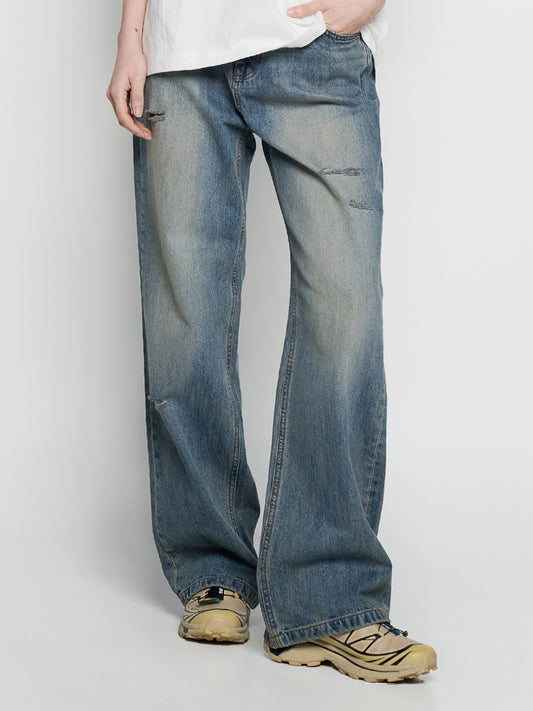 ADLV Women's Semi Boots Cut Washed Denim Pants