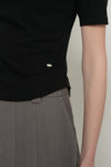 General Idea WOMAN Acetate Mock Neck Short Sleeve T-Shirt