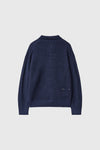 General Idea UNISEX Waffle Boucle Collar Cardigan [NAVY]
