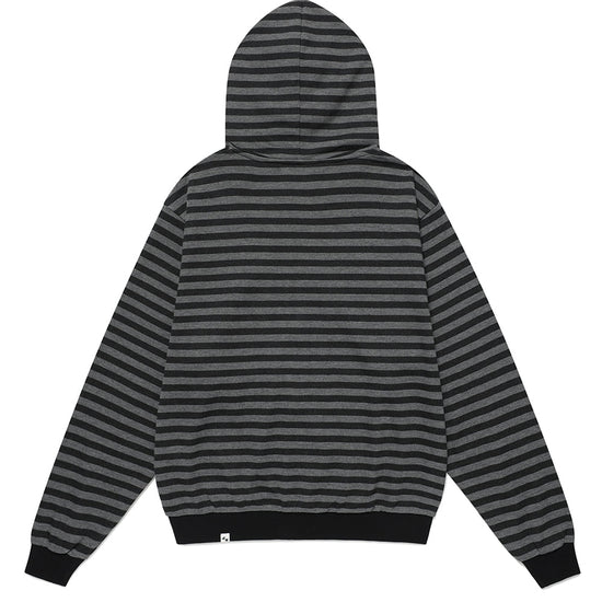 Cavish Striped Twin Star Zip Up Hoodie Black