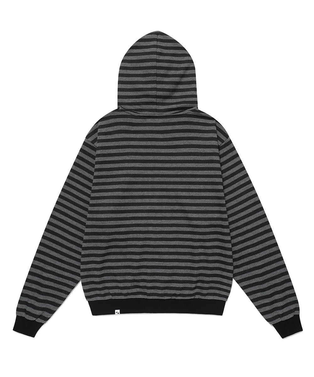 Cavish Striped Twin Star Zip Up Hoodie Black