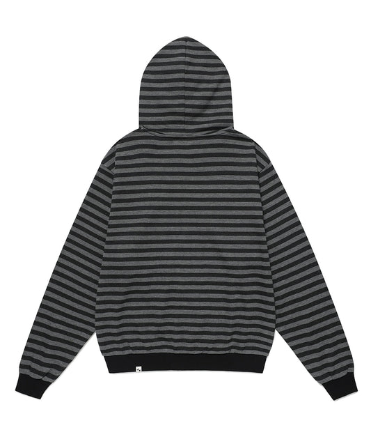 Cavish Striped Twin Star Zip Up Hoodie Black