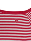 MLB Women's Varsity Stripe Off Shoulder Slim Semi Crop T-Shirts