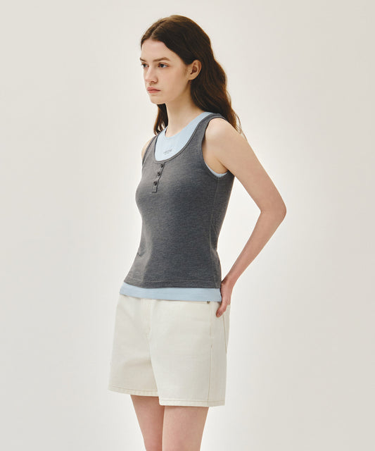 Marithé François Girbaud W LAYERED SLEEVELESS heather charcoal