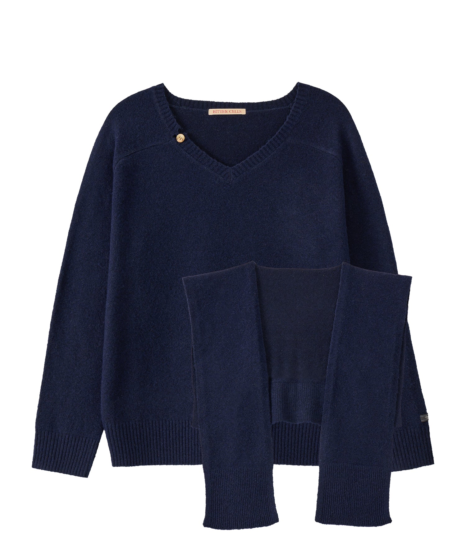 Bitter Cells [SET] Essential V Neck Knit & Shawl