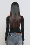 General Idea WOMAN Boatneck Cardigan Sleeveless Set [BLACK]