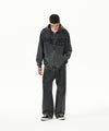 Mahagrid Washed Cut Off Applique Hood Zip Up