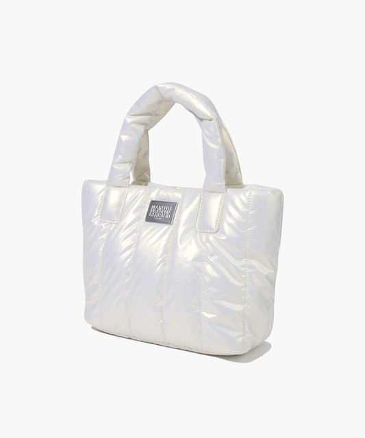 Marithé François Girbaud Classic Logo Matt Metallic Padding Bag Ivory