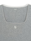 MLB Women's Basic Lace Square Neck Slim Semi Crop T-shirts