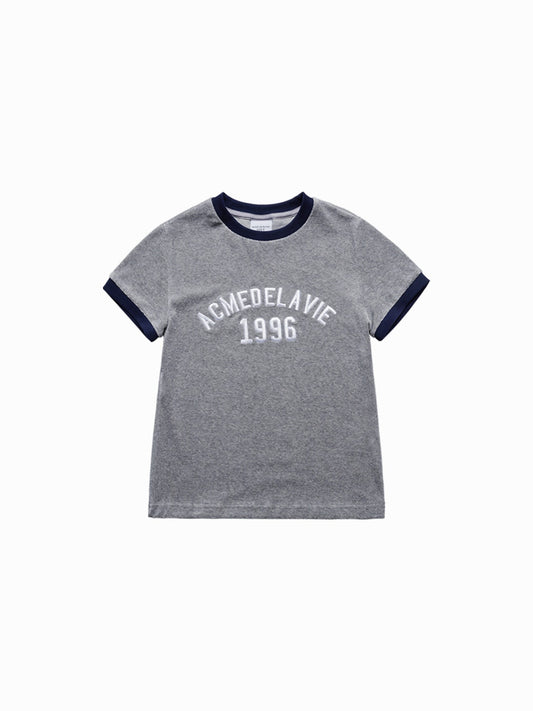ADLV Woman Classic Logo Embroidery Ringer Short Sleeve T-Shirt