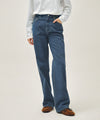 Marithé François Girbaud Women's High Straight Stripe Denim Pants Black