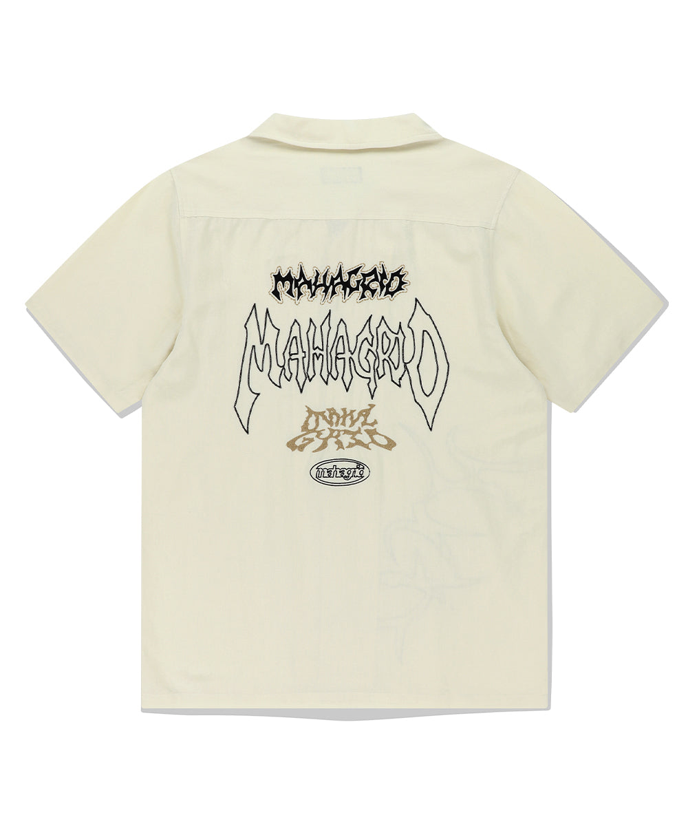Mahagrid Multi-Logo Linen Half Shirt