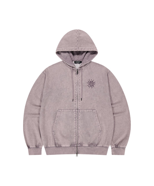 Mahagrid Washed Solar Applique Zip Up Hoodie