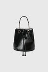 General Idea WOMAN Crack Faux Leather Bucket Bag [BLACK]