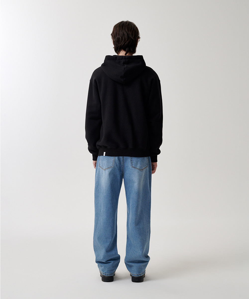Mahagrid mah CUT OFF APPLIQUE ZIP-UP HOODIE