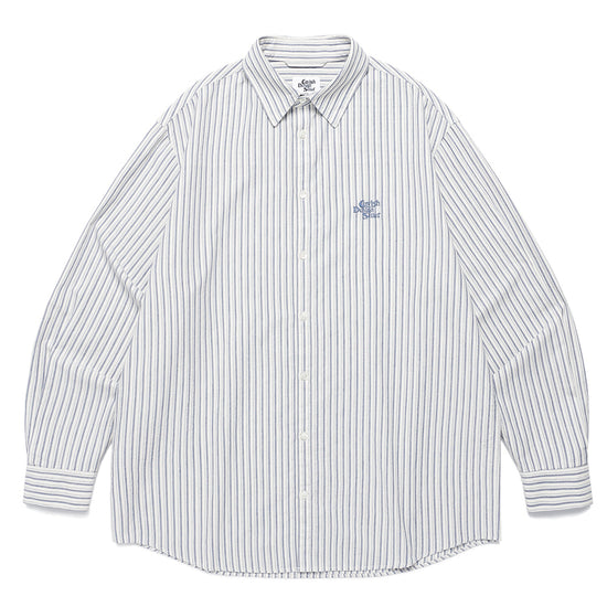 Cavish Striped Cotton Long Sleeve Shirt Blue