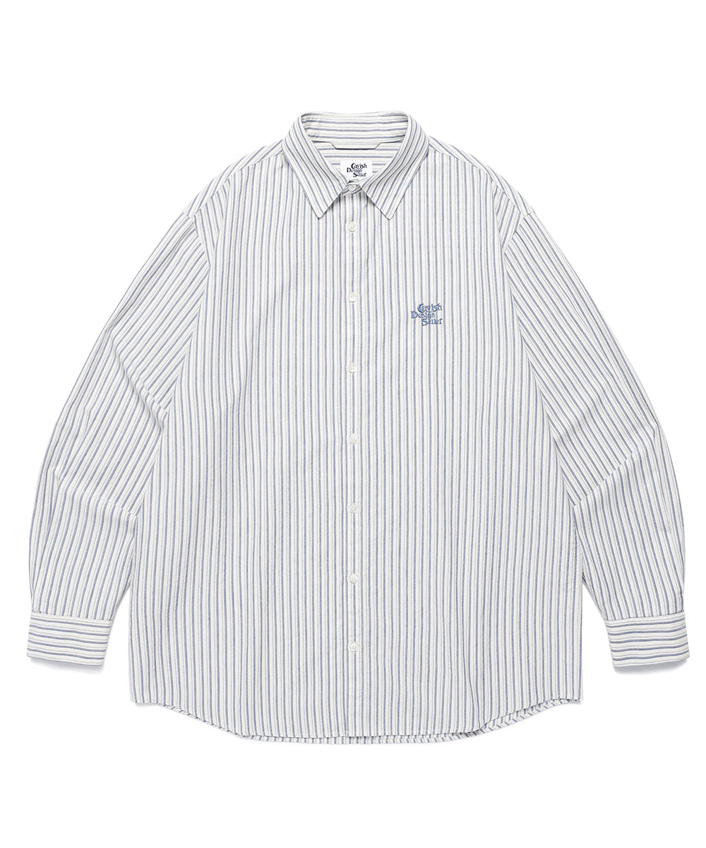 Cavish Striped Cotton Long Sleeve Shirt Blue