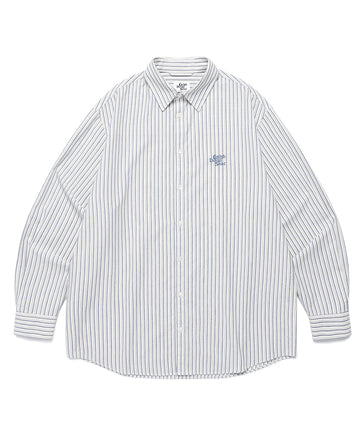 Cavish Striped Cotton Long Sleeve Shirt Blue
