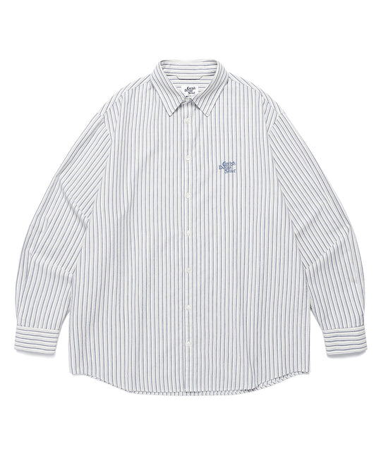 Cavish Striped Cotton Long Sleeve Shirt Blue