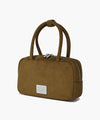 Marithé François Girbaud Classic Logo Square Suede Mini Tote Bag in Camel