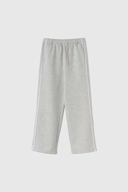 General Idea Women's Lace Trim Sweat Pants [Melange Grey]