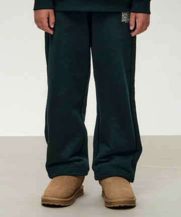 Marithé François Girbaud Kids Classic Logo Straight Sweat Pants (Brushed) Dark Green