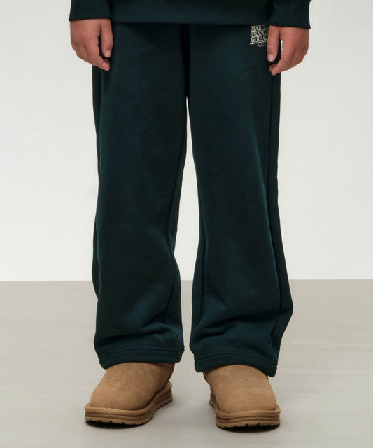Marithé François Girbaud Kids Classic Logo Straight Sweat Pants (Brushed) Dark Green