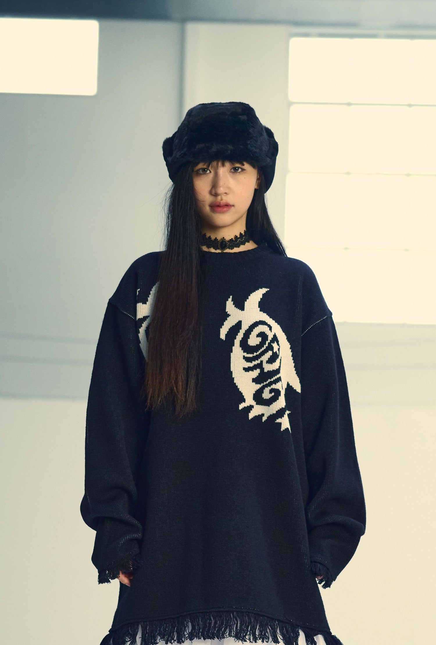 Nice Ghost Club Fur Earcap Beanie