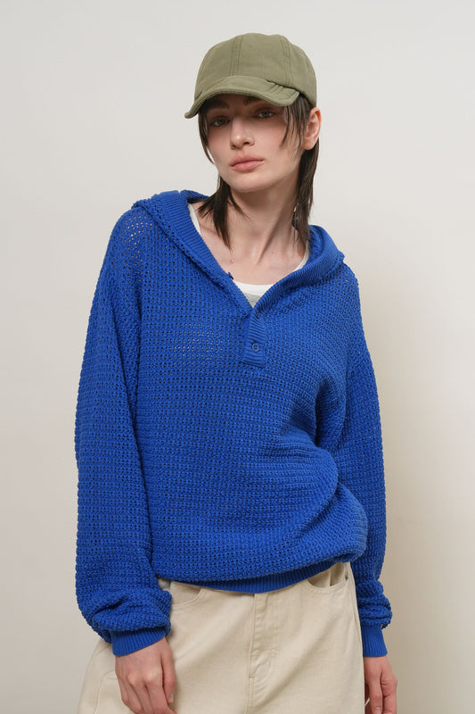 General Idea UNISEX Crochet Hooded Knit