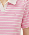 Marithé François Girbaud W COLLAR STRIPE HALF SLEEVE CROP SWEATSHIRT pink