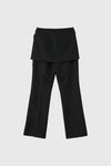 General Idea WOMAN Skirt Layered Bootcut Slacks [BLACK]