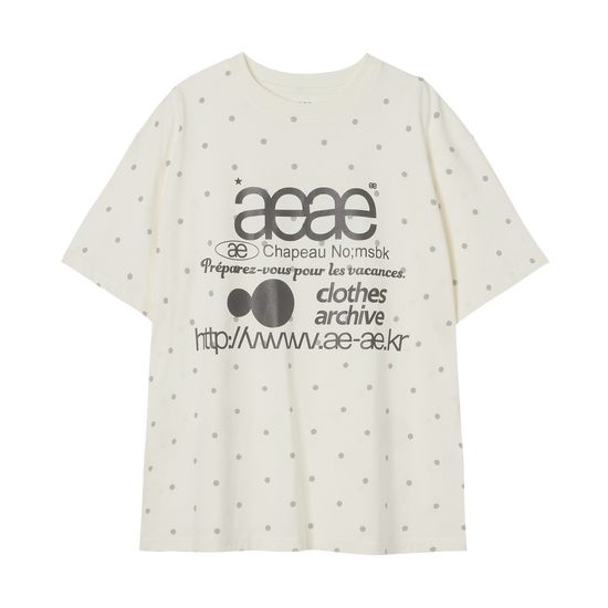 AEAE WEB LOGO DOT T-SHIRT CREAM