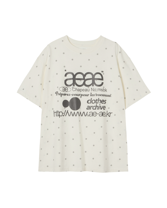 AEAE WEB LOGO DOT T-SHIRT CREAM