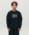 Marithé François Girbaud Kids Doodle Classic Logo Sweatshirt in Brushed Dark Green