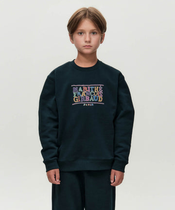 Marithé François Girbaud Kids Doodle Classic Logo Sweatshirt in Brushed Dark Green