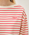 Marithé François Girbaud W STRIPE BOATNECK CROP SWEATSHIRT