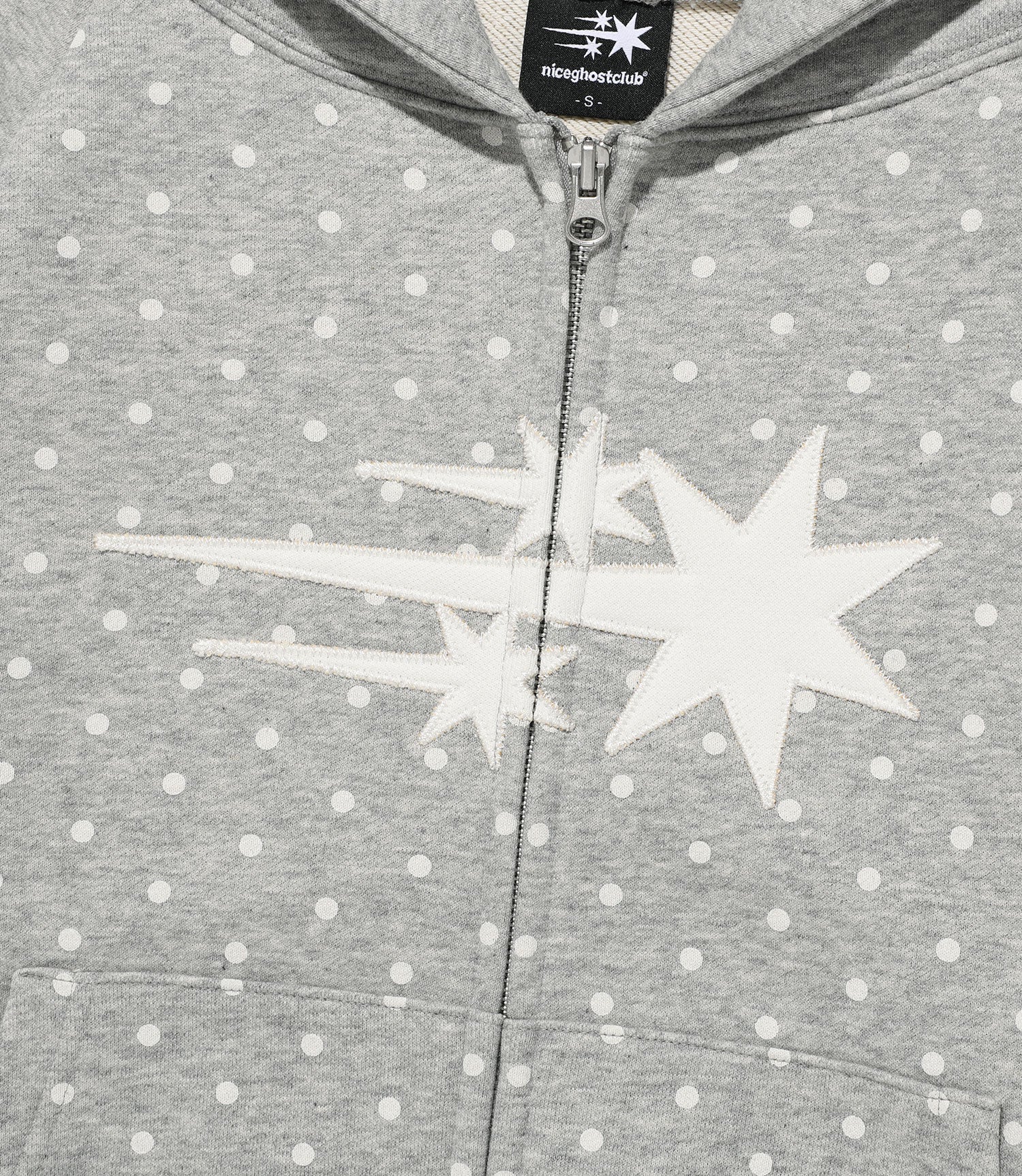 Nice Ghost Club Dot 3Star Raglan Crop Hoodie Zip Up