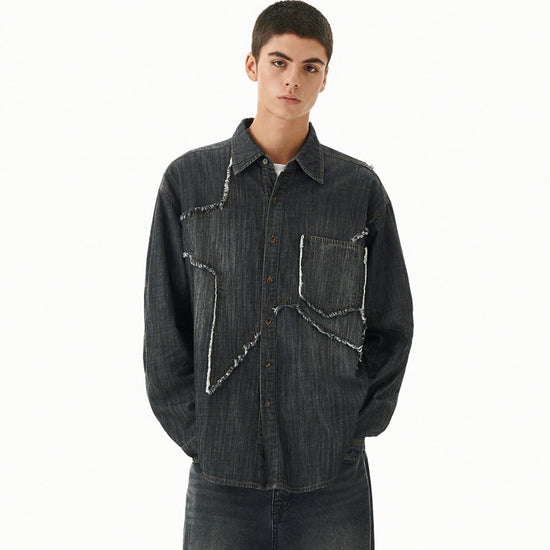 Mahagrid Star Raw Cut Denim Shirt